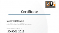 点击进入：bke Hitcom HmbH获得新的ISO 9001:2015认证，有效期至2024年